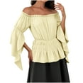 thumbnail image 1 of Women's Renaissance Shirt Ruffle Sleeve Off The Shoulder Peplum Blouse Retro Medieval Dressy Top, 1 of 5