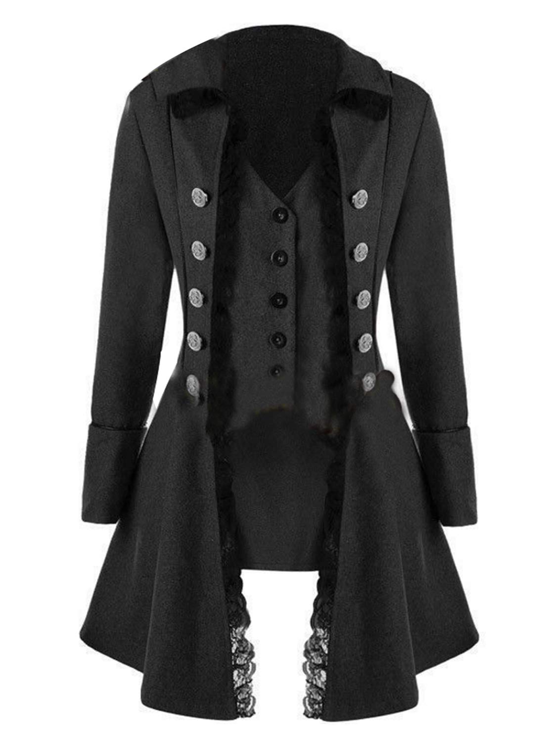 Womens Renaissance Steampunk Jacket Medieval Costumes Gothic Victorian Pirate Vampire Tailcoat 6283