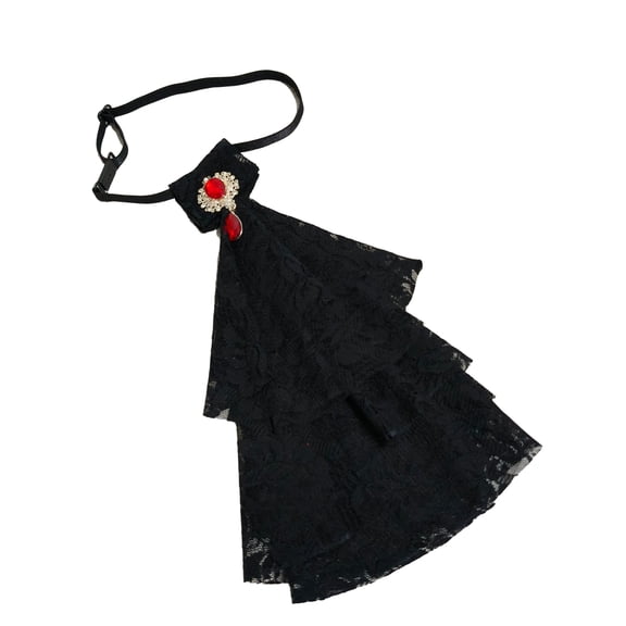 Women's Renaissances Colonial Lace Jabot Necktie Victorian Rhinestones Ruffle Neck Collar Detachable Collar Accessory
