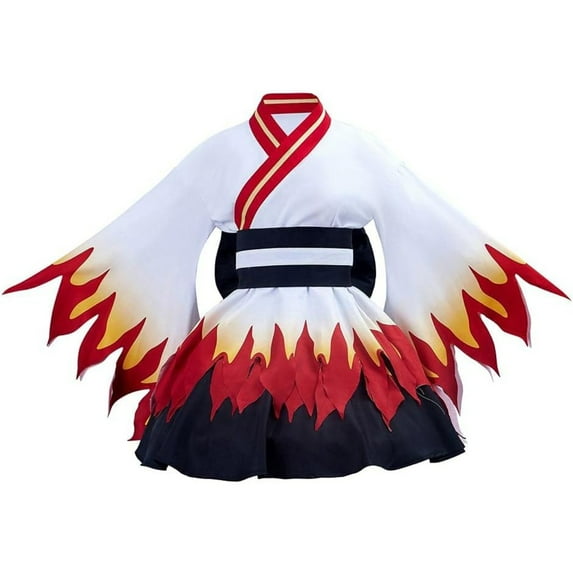 Women's Rengoku Lolita Kyoujurou Maid Uniform Dress - Flame Pattern Dress Set with Bow