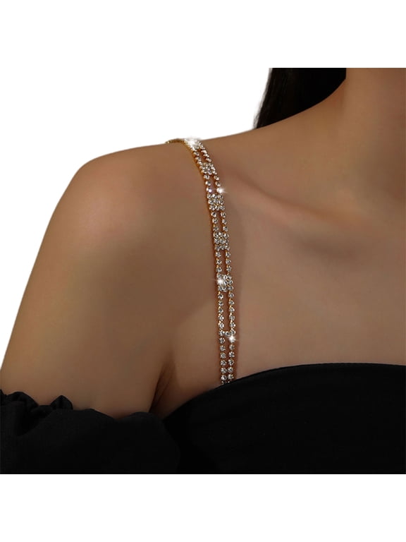 Women's Replacement Bra Strap Adjustable Rhinestones Invisible Shoulder Straps Chain Dress Decorations Body Jewelry