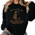thumbnail image 1 of Women's "Rescue Love" Cat Graphic Comfortable Sweatshirt Top Breathable Round-neck long-sleeved Black S-3XL, 1 of 6