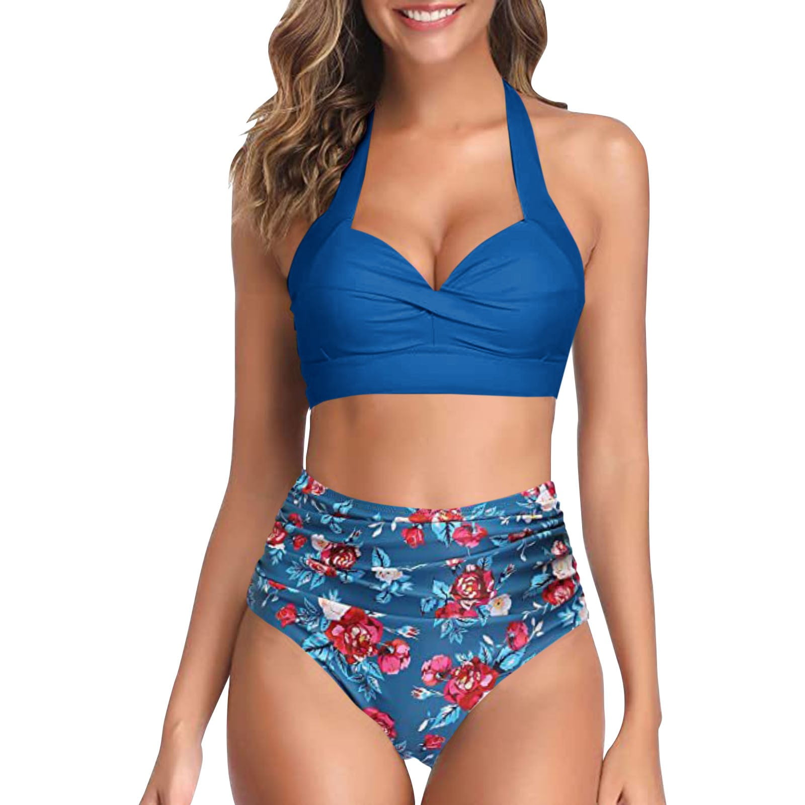 Costume Donna Vita Alta Brasiliana Bagno Women's Sexy Bikini Set with Chest Without Brackets Costume Due Pezzi Vita Alta Mestruale Intero Bikini Abbronzante Donna Curvy 2 Pezzi