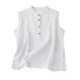 thumbnail image 1 of Women's Retro Artistic Cotton Linen Casual Loose Versatile Elegant Vest White S, 1 of 5