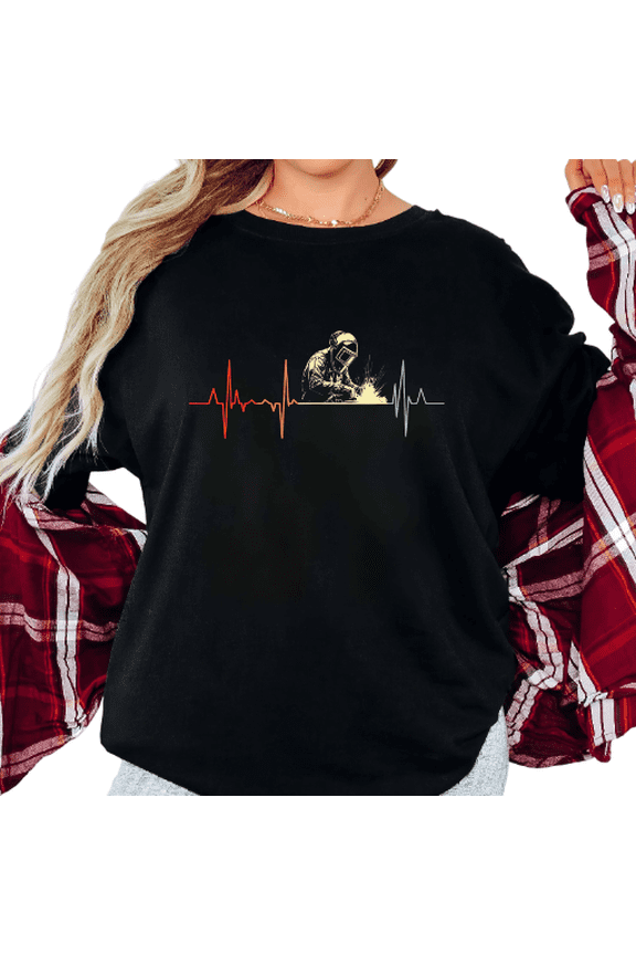Women's Retro Biker Heartbeat Motorcycle Rider Lifeline Vintage Graphic Breathable Casual Short Sleeve Round Neck Top Black S-5XL
