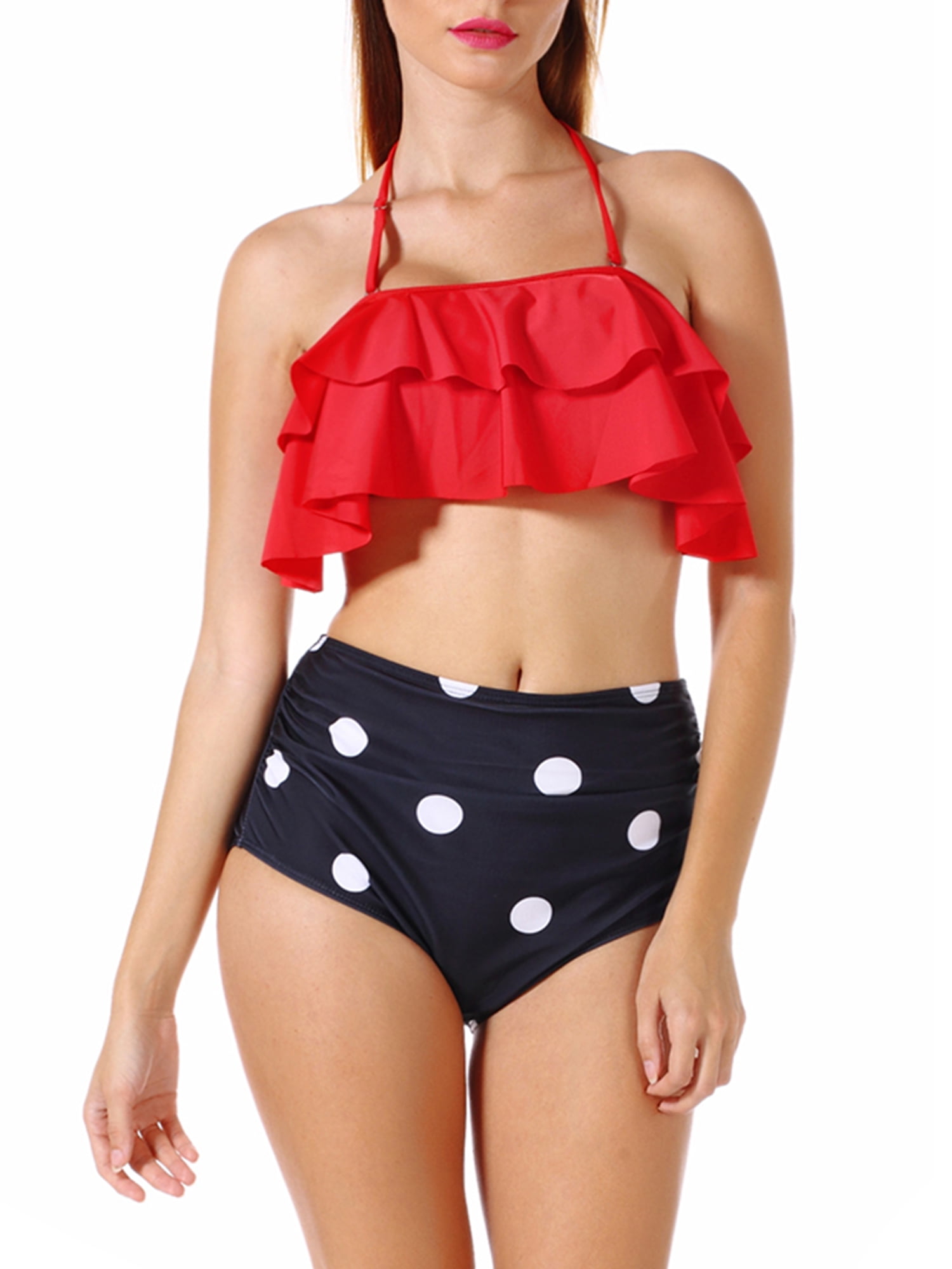 halter neck high waisted bikini