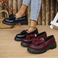 thumbnail image 1 of Women's Retro Bow Loafers, Patent Leather Chunky Platform Shoes, Casual Slip On Low Heel Dress Shoes, Round Toe Solid Color Comfortable Walking Shoes for Daily Wear, 1 of 10