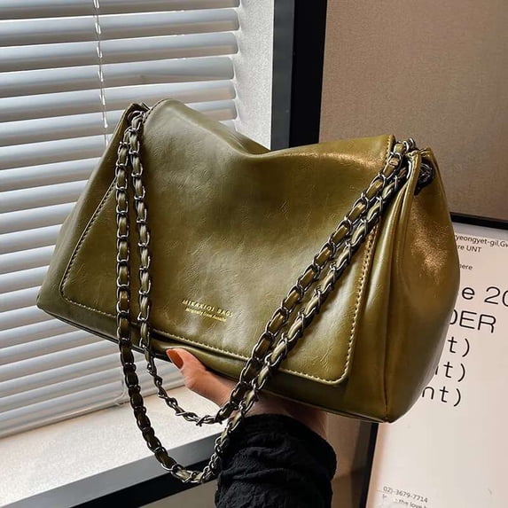 Women's Retro Chain Shoulder Bag Work Commute - Large Tote for Fall Winter