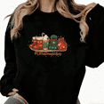 thumbnail image 1 of Women's Retro #ChristmasVibes Boot Coffee Beanie Ornament Star Graphic Cotton Round-neck Long-sleeved Sweatshirt Black S-3XL, 1 of 6