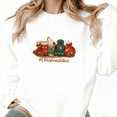 thumbnail image 1 of Women's Retro #ChristmasVibes Boot Coffee Beanie Ornament Star Graphic Cotton Round-neck Long-sleeved Sweatshirt White S-3XL, 1 of 5