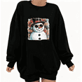thumbnail image 1 of Women's Retro Cool Snowman Sunglasses Colorful Splash Graphic Cotton Round-neck Long-sleeved Sweatshirt Black S-3XL, 1 of 6