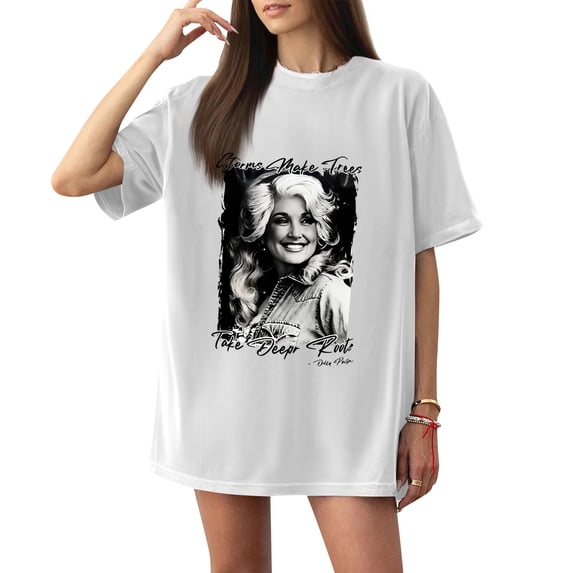 Women's Retro Country Music Parton T-shirt Unisex Graphic Dolly T-shirts Short Sleeve Crew Neck Tee for Vintage Country Music Tribute,(S)