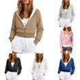 thumbnail image 1 of Women's Retro Cute Polka Dot Hooded Jacket with Zipper Short Sweatshirt Top, 1 of 6