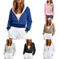 thumbnail image 1 of Women's Retro Cute Polka Dot Hooded Jacket with Zipper Short Sweatshirt Top, 1 of 6