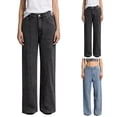 thumbnail image 1 of Women's Retro Dark Wash High Waisted Flare Jeans Wide Leg Denim, 1 of 9