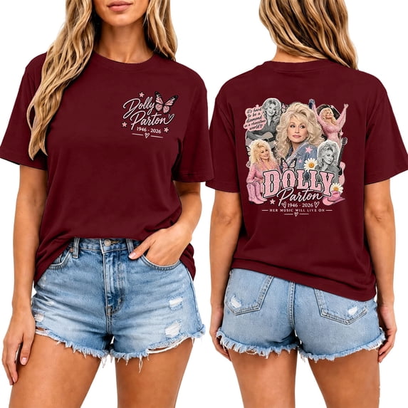 Women's Retro Dolly Shirt, Parton Memorial T-Shirt, Country Music Legend Tee, Vintage Graphic Tshirts Crewneck T Shirts Fashion Clothes,L