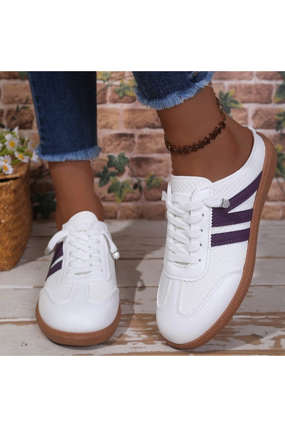 Women's Retro Fashion Sneakers Classic Casual Walking Shoes Non Slip Comfort Skate Shoes Mesh Suede and Leather Lace Up Lightweight Breathable Durable for Everyday Outdoor Wear,White 38(US-6.5)