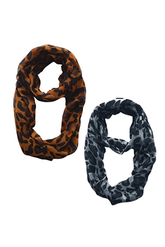 Women's Retro Fashion Two Tone Animal Print Infinity Loop Scarf