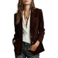 thumbnail image 1 of Women’s Retro Faux Suede Leather Blazer Jacket, Notched Collar Button Front Work Dressy Blazer, Business Casual Coat for Daily & Office Wear, 1 of 6