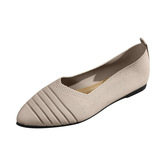 Women's Retro Flat Shoes Flying Weave Round Head Shallow Mouth One Foot Stirrup Single Shoes Work Single Shoes Beige Women Sandal