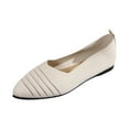 thumbnail image 1 of Women's Retro Flat Shoes Flying Weave Round Head Shallow Mouth One Foot Stirrup Single Shoes Work Single Shoes White Women Sandal, 1 of 8