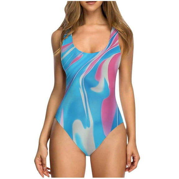 Women's Retro Floral One Piece Swimsuit - Tummy Control Square Neck with Padded Cups, Sexy Backless Swimwear for 2025 Summer