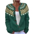 thumbnail image 1 of Women's Retro Floral Print Open Front Knit Cardigan Sweaters Winter Fall Casual Loose Button Down Long Sleeve Coats, 1 of 3