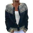 thumbnail image 1 of Women's Retro Floral Print Open Front Knit Cardigan Sweaters Winter Fall Casual Loose Button Down Long Sleeve Coats, 1 of 4
