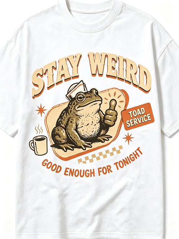Women’s Retro Funny Toad Frog Graphic T‑Shirt, Vintage Quirky Short Sleeve Casual Novelty Tee