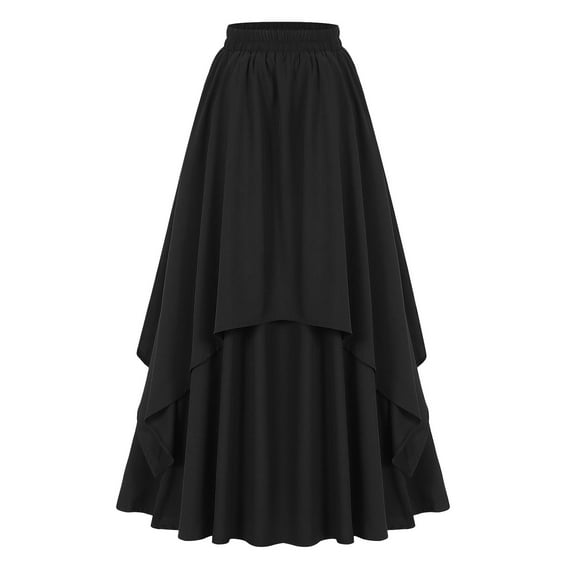 Women's Retro Gothic Style Skirt High Waist A-Line Midi Skirt with Floral Lace Trim Elegant Gothic Fashion