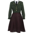 thumbnail image 1 of Women's Retro Green Military Style Dress Stage Performance Dress, 1 of 5