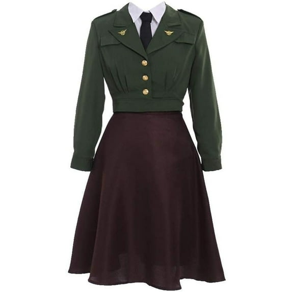 Women's Retro Green Military Style Dress Stage Performance Dress