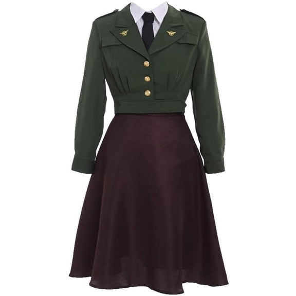 Women's Retro Green Military Style Dress Stage Performance Dress