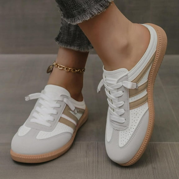 Women's Retro Gum Sole Fashion Sneakers-Lace Detail Casual Retro Walking Shoes-Gum Sole Casual Tennis-Anti Slip Trainers