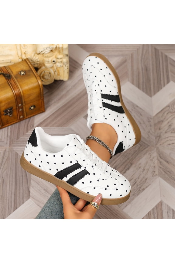 Women's Retro Gum Sole Fashion Sneakers Lace Up Detail Casual Walking Shoes Suede and Leather Anti Slip Breathable Lightweight Comfortable Trainers for Daily Wear Outdoor Use,White 42(US-8.5)