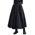 thumbnail image 1 of Women's Retro High Waist Flowy Skirt with Elastic Waistband and Side Pockets Stylish Comfortable A-Line Design, 1 of 2