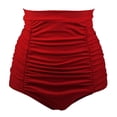 thumbnail image 1 of Women's Retro High Waisted Bikini Bottom Ruched Swim Short Tankinis Solid Pleated Briefs Shorts Full Coverage Bathing Suit Bottom, 1 of 5