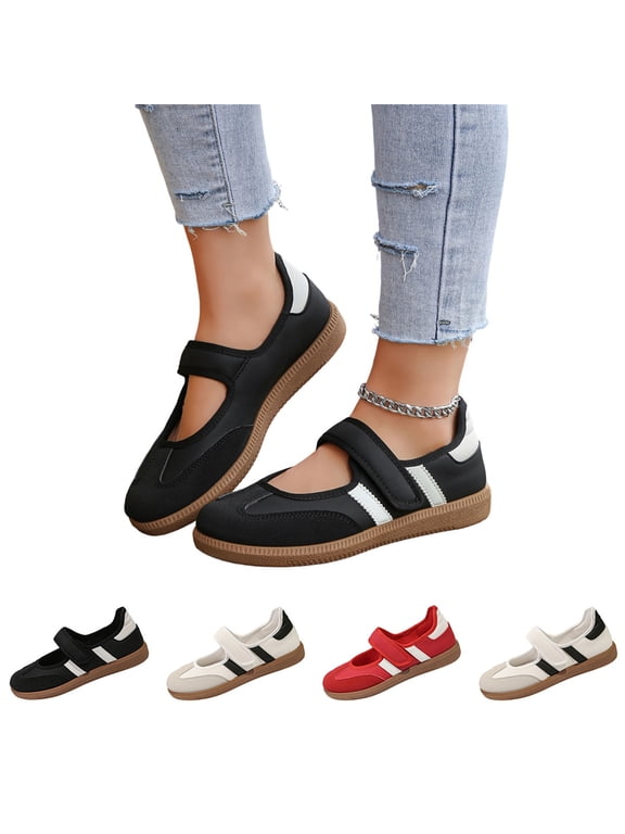 Women's Retro Mary Jane Slip On Sneakers Lightweight Non Slip Comfort Casual Lightweight Walking Tennis Flats 38