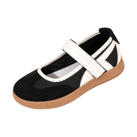 Women's Retro Mary Jane Slip On Sneakers Lightweight Non Slip Comfort Casual Walking Tennis Flats Black 41