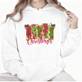 thumbnail image 1 of Women's Retro Merry Christmas Colorful Lettering Bow Graphic Cotton Hooded Long-Sleeved Sweatshirt White S-2XL, 1 of 6