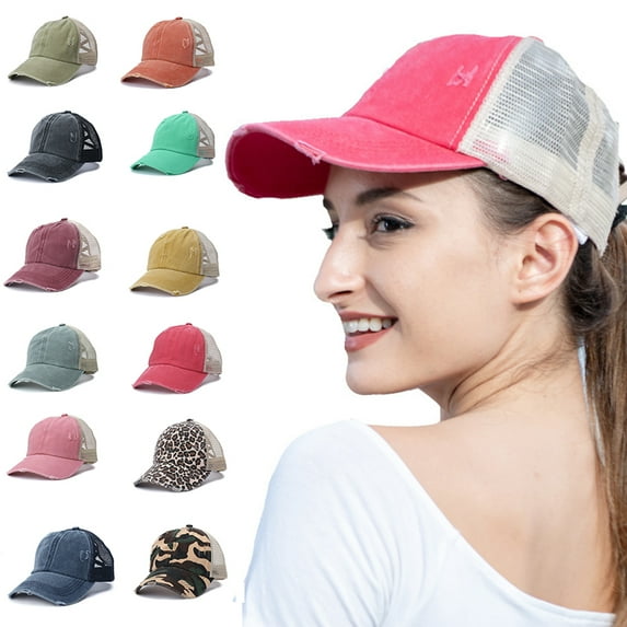 Women's Retro Outdoor Solid Color Funky Criss Cross Baseball Cap