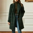 thumbnail image 1 of Women's Retro Plaid Coat, Mid-Length Notch Lapel Trench Jacket, Classic Checkered Pattern Overcoat, Elegant Business Casual Outerwear, Fall 2025 Fashion Coat Blackish Green L, 1 of 7