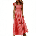 thumbnail image 1 of Women's Retro Pleated Suspender Ruffled Maxi Dress, 1 of 7