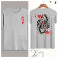 thumbnail image 1 of Queen Of Hearts Print Tshirt Playing Card Graphic Tees Shirts Grey S-1XL Valentine Tops, 1 of 4