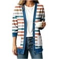 thumbnail image 1 of Women's Retro Print Denim Patchwork Open Cardigan Long Sleeve Button‑Front Jacket with Pockets, Fashion Vintage Style Fall Winter Top Orange-E, 1 of 5