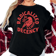 thumbnail image 1 of Women's Retro "Radicalized By Basic Decency" T Shirt Red Ink Humanist Feminist Graphic Casual Short Sleeve Round Neck Top Black S-5XL, 1 of 5