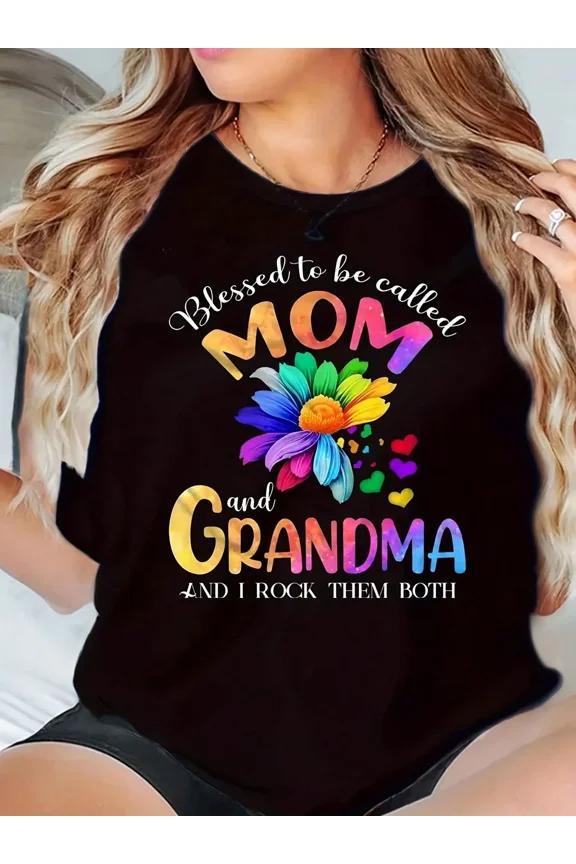 Women's Retro Rainbow Floral Graphic Tank Top Blessed Mom and Grandma Shirt Casual Sleeveless Summer Top Mother's Day Gift Colorful Flower Apparel