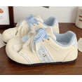 thumbnail image 1 of Women's Retro Ribbon Sneakers - Sweet-Vintage Chunky Platform, Flat Casual Shoes, 1 of 10