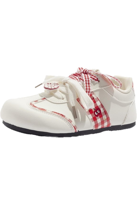 Women's Retro Ribbon Sneakers - Sweet-Vintage Chunky Platform, Flat Casual Shoes