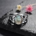 thumbnail image 1 of Women's Retro Ring with Natural Gemstone Hollow Pattern Copper Band Statement Ring for Her Vintage Inspired Jewelry Gift US Size 6 7 8 9 10, 1 of 6